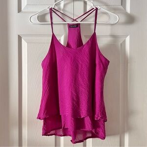 Top One Crossover Strap Ruffle Top